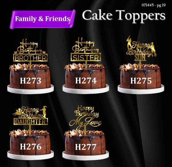 Cake Toppers -(Pack of 5pcs)  4 inch Topper Family & Friends