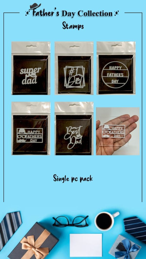 Acrylic Stamp Happy Fathers Day 3 inch