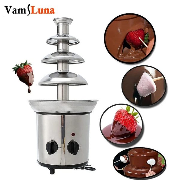 Stainless Steel Electric Chocolate Fondue Fountain Machine Choco Melts Dipping Warmer Machine for Chocolate Candy