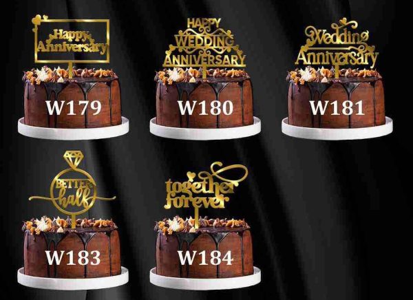 Cake Toppers -(Pack of 5pcs)  4 inch Topper Anniversary