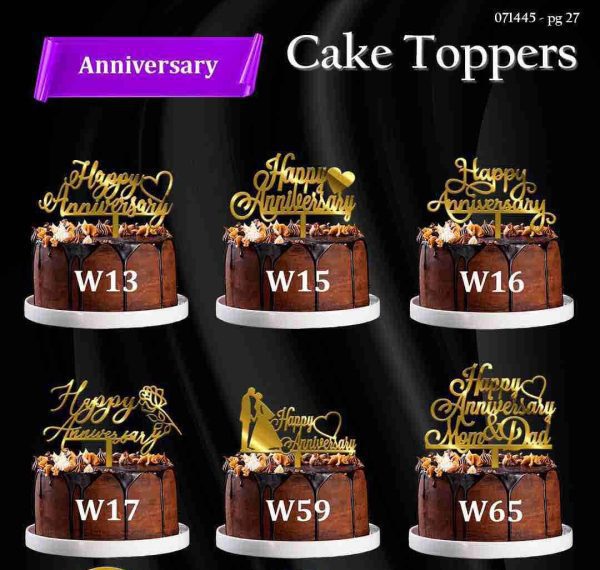 Cake Toppers -(Pack of 5pcs)  4 inch Topper Anniversary