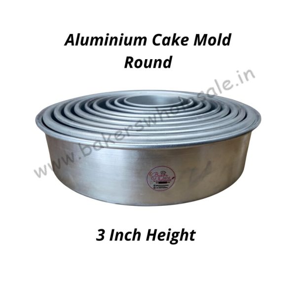 Aluminium Heavy Round Cake Mold (3" to 12 inch Diameter) ( 3" Height) - Image 2