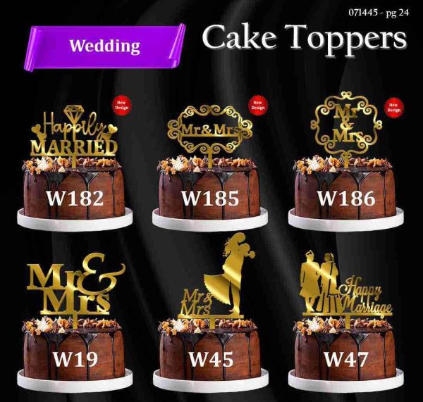 Cake Toppers -(Pack of 5pcs)  4 inch Topper Wedding