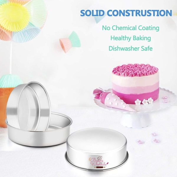 1 Kg Cake - 8 x 2 Inch Aluminium Heavy Round Cake Mold, Cake Pan Set of 3 - Image 4