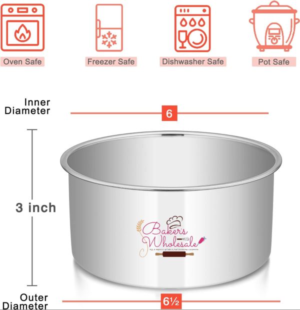 1/2 Kg Cake - 6 Inch x 3 inch Aluminium Heavy Round Cake Mold, Cake Pan Set of 3 - Image 2