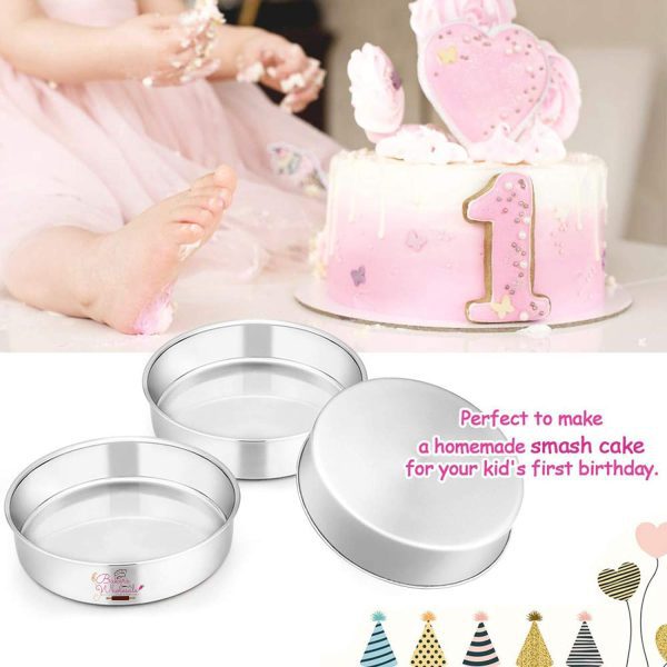 1/2 Kg Cake - 6 x 2 Inch Aluminium Heavy Round Cake Mold, Cake Pan Set of 3 - Image 4