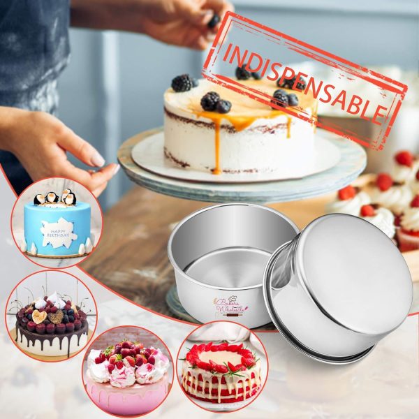 1/2 Kg Cake - 6 Inch x 3 inch Aluminium Heavy Round Cake Mold, Cake Pan Set of 3 - Image 5