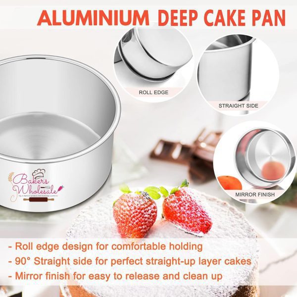 1/2 Kg Cake - 6 Inch x 3 inch Aluminium Heavy Round Cake Mold, Cake Pan Set of 3 - Image 7