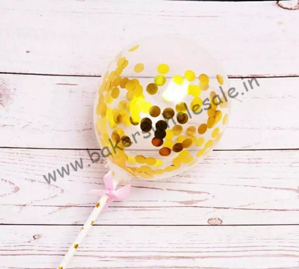 Gold Confetti Balloon Cake Topper 1 pcs - Image 4