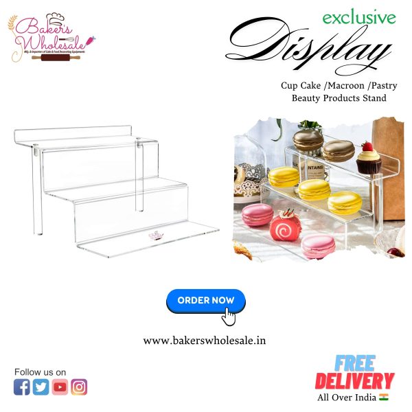 3 Layer Ayrlic Stand for Dispaly (Cupcake, Macaroons, Pastry, Make up...etc)