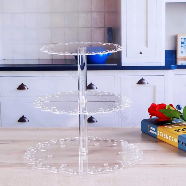 3 Layer Ayrlic Flower Shape Stand for Dispaly (Cupcake, Macaroons, Pastry, Cake...etc) - Image 4