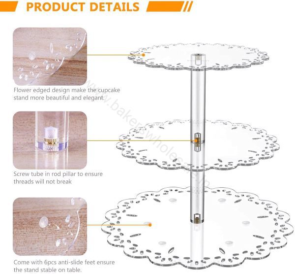 3 Layer Ayrlic Flower Shape Stand for Dispaly (Cupcake, Macaroons, Pastry, Cake...etc) - Image 8