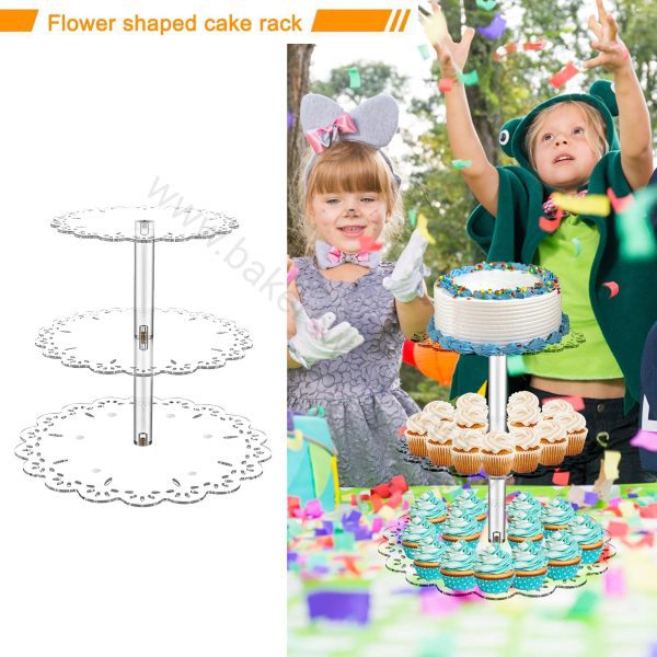 3 Layer Ayrlic Flower Shape Stand for Dispaly (Cupcake, Macaroons, Pastry, Cake...etc)