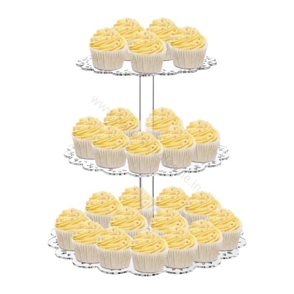 3 Layer Ayrlic Flower Shape Stand for Dispaly (Cupcake, Macaroons, Pastry, Cake...etc) - Image 6