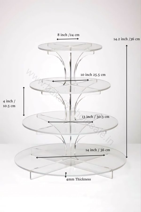 4 Layer Ayrlic CupCake Stand for Dispaly (Cupcake, Macaroons, Pastry, Cake...etc) - Image 3