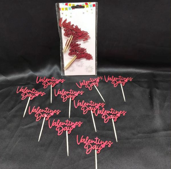 10 Pcs/pkt Valentines Day Topper Paper Tags with Toothpick