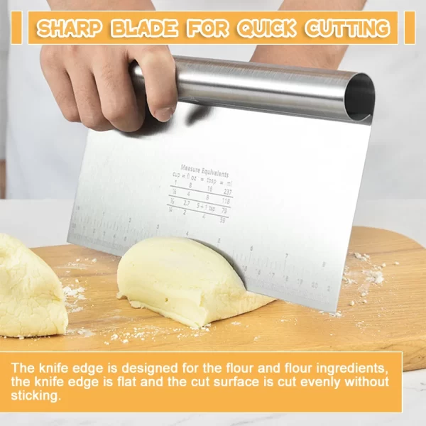 Stainless Steel Cake Scraper Pastry Cutters Dough Scraper - Image 2