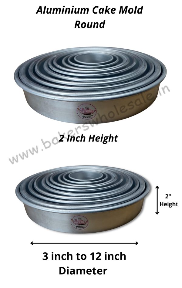 Aluminium Heavy Round Cake Mold (3" to 12 inch Diameter) ( 2" Height) - Image 6