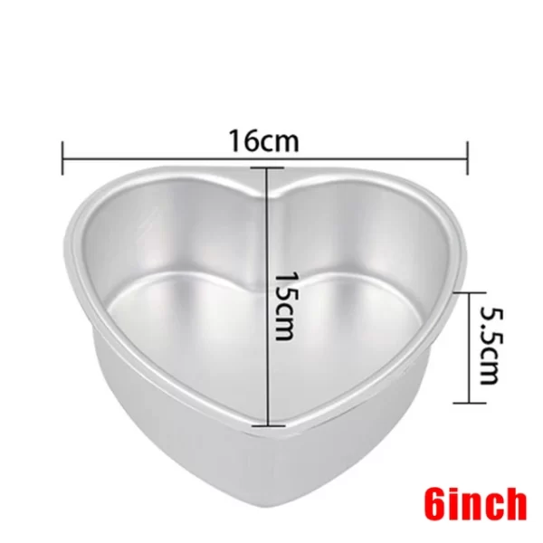 6 Inch Aluminum Silver Heart Cake Mold 1 Pcs 250 Grams