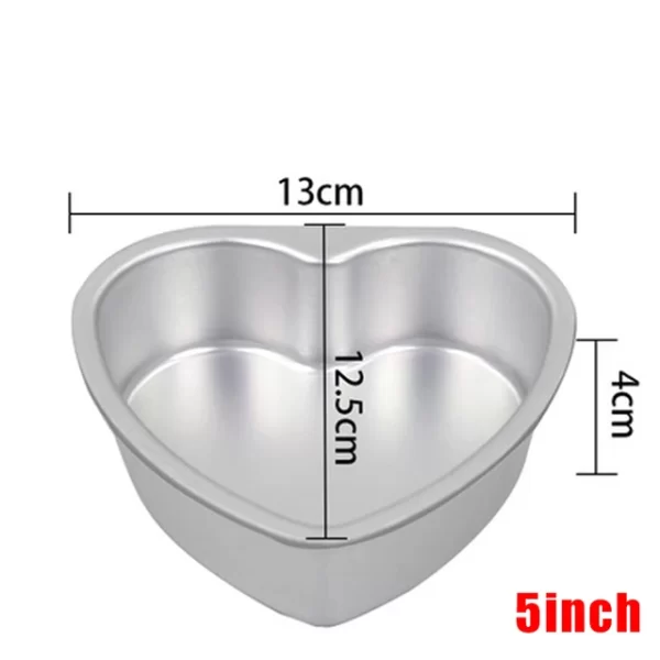 5 Inch Aluminum Silver Heart Cake Mold 1 Pcs