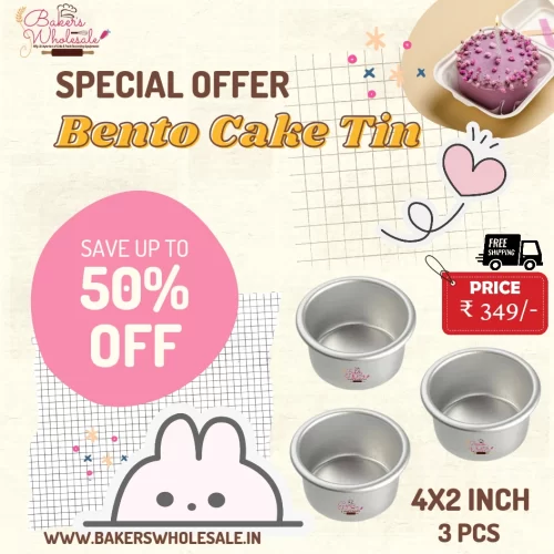 Bento cake Mold - 4 x 2 Inch Aluminium Heavy Round Cake Mold, Cake Pan Set of 3