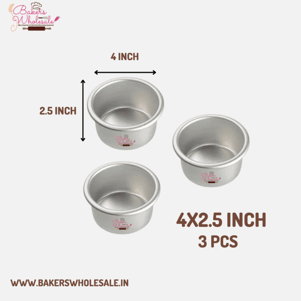 Bento cake Mold - 4 x 2.5 Inch Aluminium Heavy Round Cake Mold, Cake Pan Set of 3