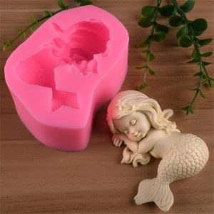 3D Silicone Mermaid Baby Mould Candy Chocolate Fondant Cake Soap Paste Clay Resin Mold Wedding Birthday Fondant Cake Decorating