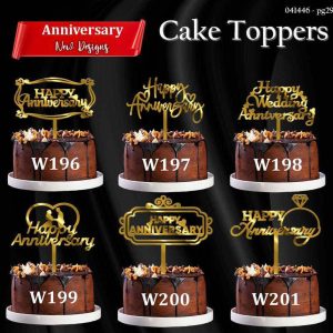 Cake Toppers -(Pack of 5pcs)  4 inch Topper Anniversary